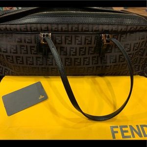 Fendi Zucchino print canvas - Black/brown logo EUC